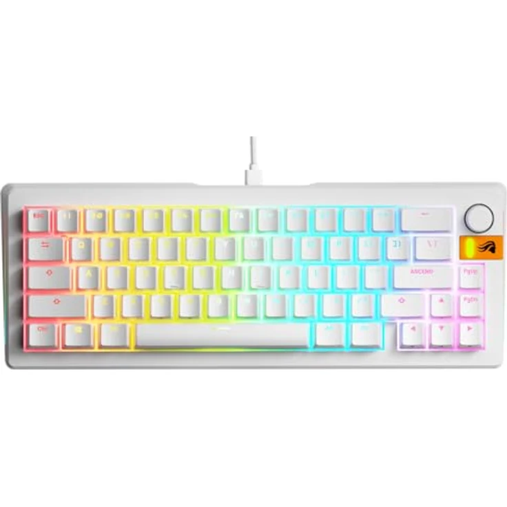 Glorious GMMK 3 HE 65% Custom Gaming-Tastatur - Pre-Built, ANSI (US), Fox HE Switches, kabelgebunden, RGB-Hintergrundbeleuchtung, weiss – Bild 9