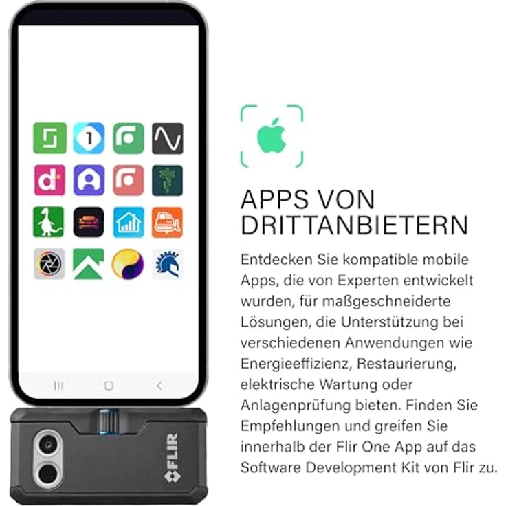 FLIR FP3IC Wärmebildkamera, Schwarz, 160 x 120 Pixel, thermische Empfindlichkeit 150 mK, USB-C, Akkulaufzeit bis 1 Stunde – Bild 6