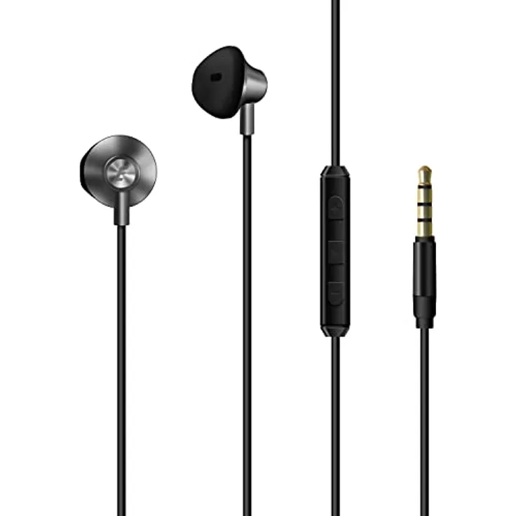 Energizer - Kabelgebundene Kopfhörer Typ Bud – 3,5-mm-Klinkenstecker – mit integriertem Mikrofon und Fernbedienung mit 1 Taste – Schwarz