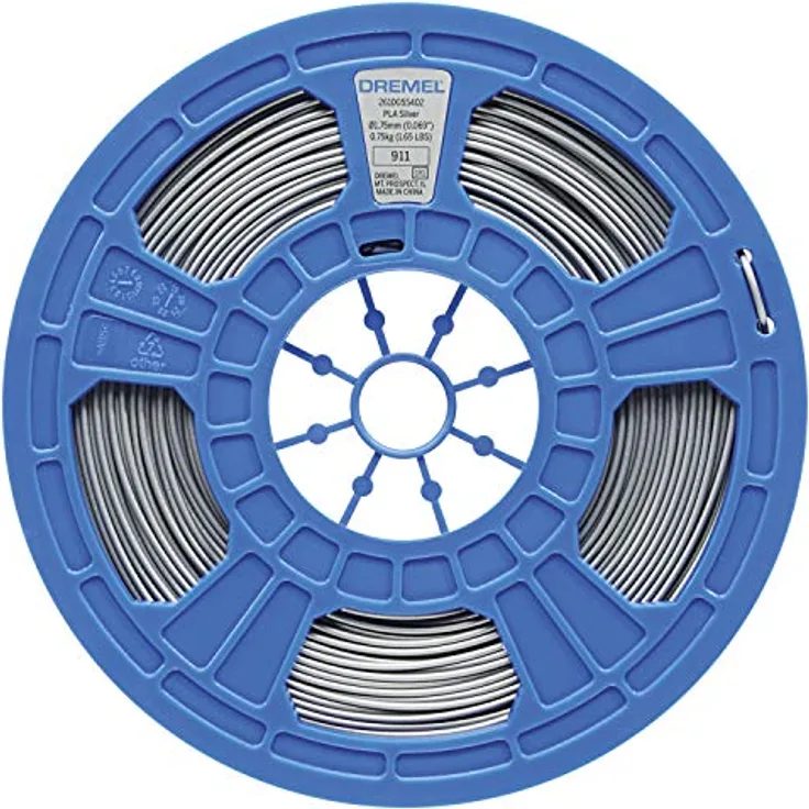 Dremel PLA 1,75mm SILVER 0,75kg 3D Filament, biologisch abbaubar und kompatibel mit gängigen 3D-Druckern, Silber