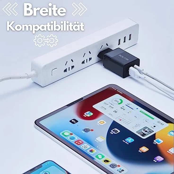 Echos 33W Ladegerät Dual Port USB C USB A Schnellladegerät Power Netzteil PD QC 3.0 Ladegerät für iPhone Samsung Galaxy Ipad Huawei Xiaomi HTC Sony LG (Soma Schwarz 33W) – Bild 3