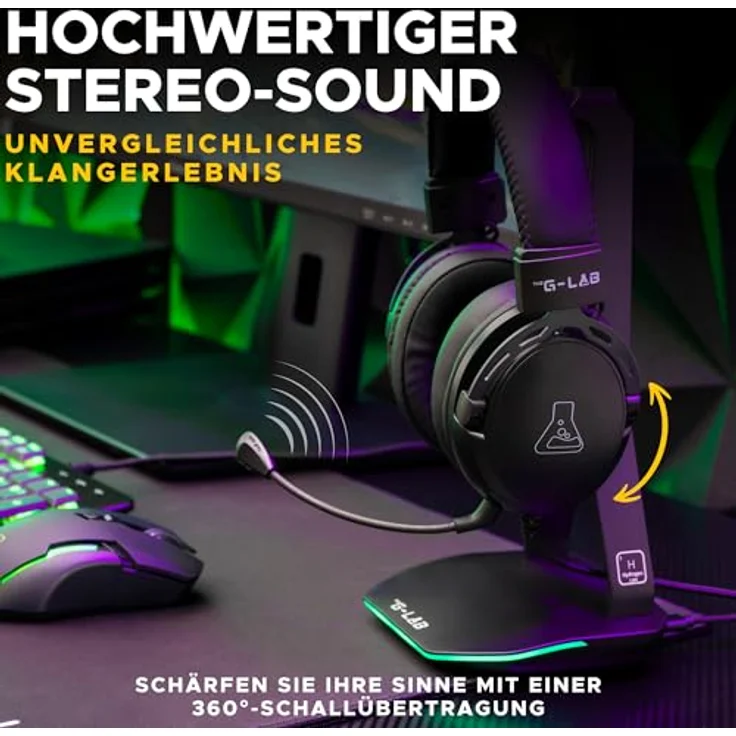 The G-Lab KORP-TITANIUM, Kabelgebundene Kopfhörer mit Mikrofon und supra-auralem Design, schwarz – Bild 2