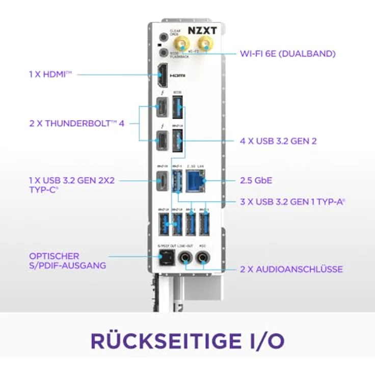 NZXT N7 Z890, Mainboard für Intel Core Ultra-Prozessoren, ATX, mit Thunderbolt 4, DDR5 und PCIe 5.0 Unterstützung – Bild 5