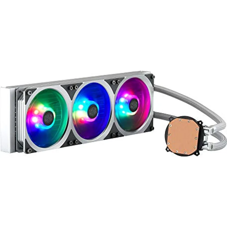Cooler Master MasterLiquid ML360P Silver Edition Flüssigkühler, All-In-One (AIO) Liqiod Kühler, 360 mm Kühler, 1 x 360 mm PWM SF360R ARGB Lüfter, integrierter Lüfterrahmen, Aluminium Pumpenabdeckung