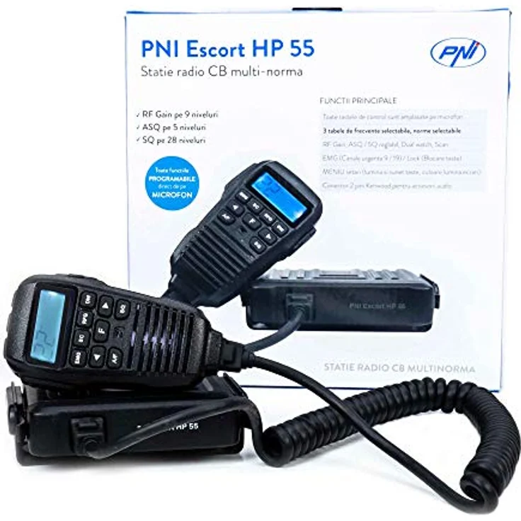 PNI Escort HP 55 ASQ, CB-Funkgerät mit Multi-Standard, RF-Verstärkung, einstellbarem SQ und Zigarettenanzünderstecker – Bild 2