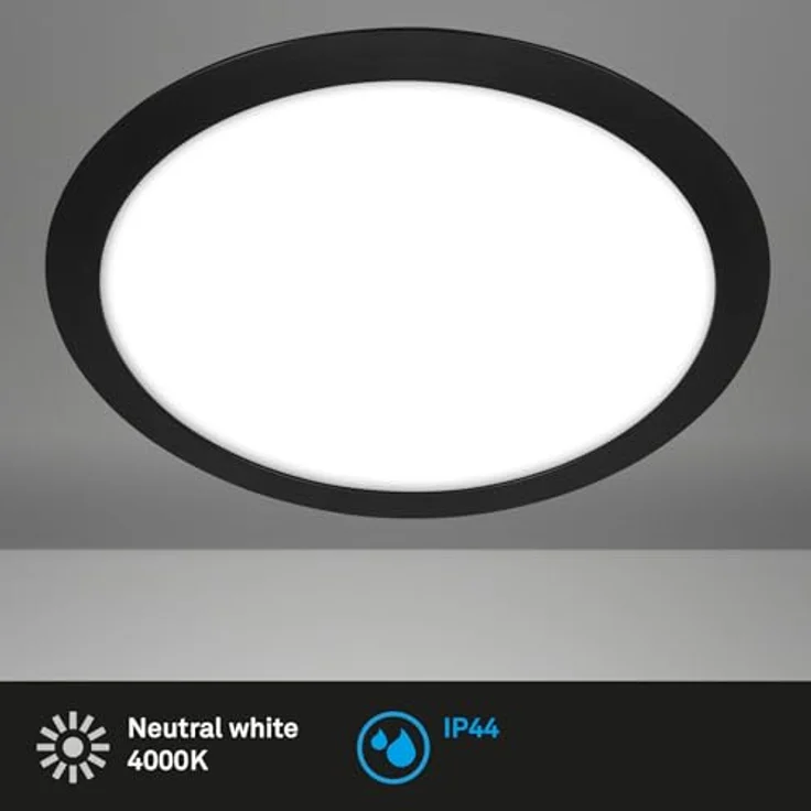 BRILONER Deckenlampe für das Bad, LED Deckenleuchte in Schwarz, neutralweiße Lichtfarbe, IP44 Spritzwasserschutz, 310x65mm – Bild 2
