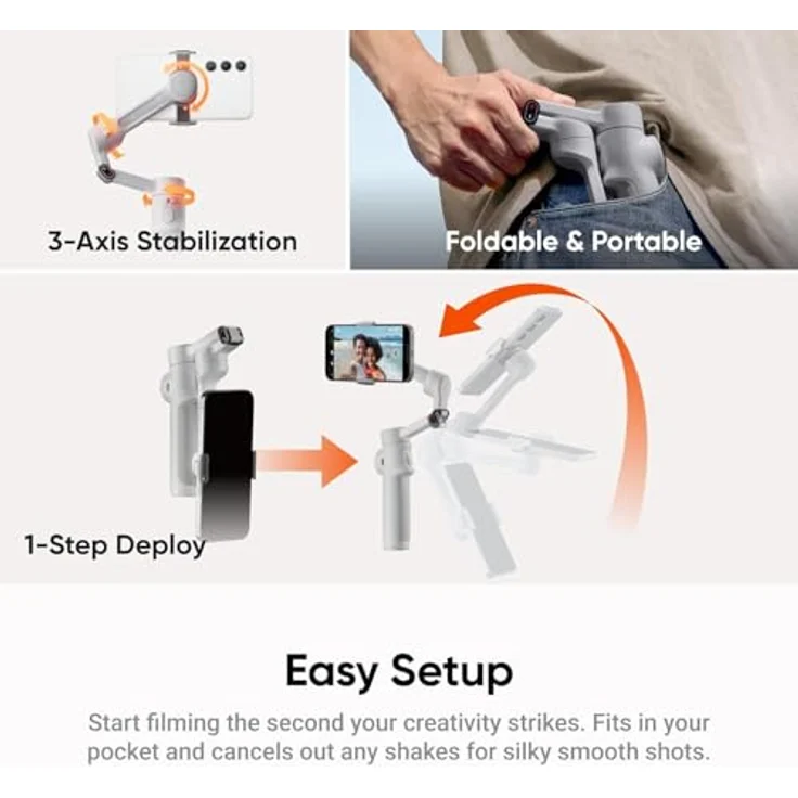 Insta360 Flow 2 AI Tracker Bundle, Smartphone Gimbal mit 10 Stunden Akkulaufzeit, Grau – Bild 6