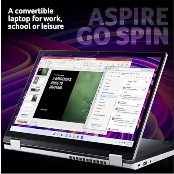 Acer Aspire Go Spin 14 (AGSP14-31PT-325W), 14" WUXGA Touchscreen Notebook, Intel i3-N355, 8GB RAM, 512GB SSD, Wind, Silber – Bild 4