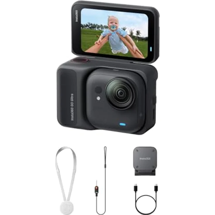 Insta360 GO Ultra Nachtschwarz, freihändige 4K Mini-Cam mit FlowState-Stabilisierung, 200 Min Akku, 10 m wasserdicht, ideal für Sport und Outdoor-Aktivitäten – Bild 1