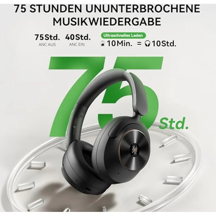 OneOdio Focus A6, Hybrid Active Noise Cancelling Kopfhörer mit 75h Spielzeit, LDAC Hi-Res Sound, Bluetooth 6.0, App-Steuerung und Dual-Mikrofon, kabellose Over-Ear-Kopfhörer für Reisen – Bild 4
