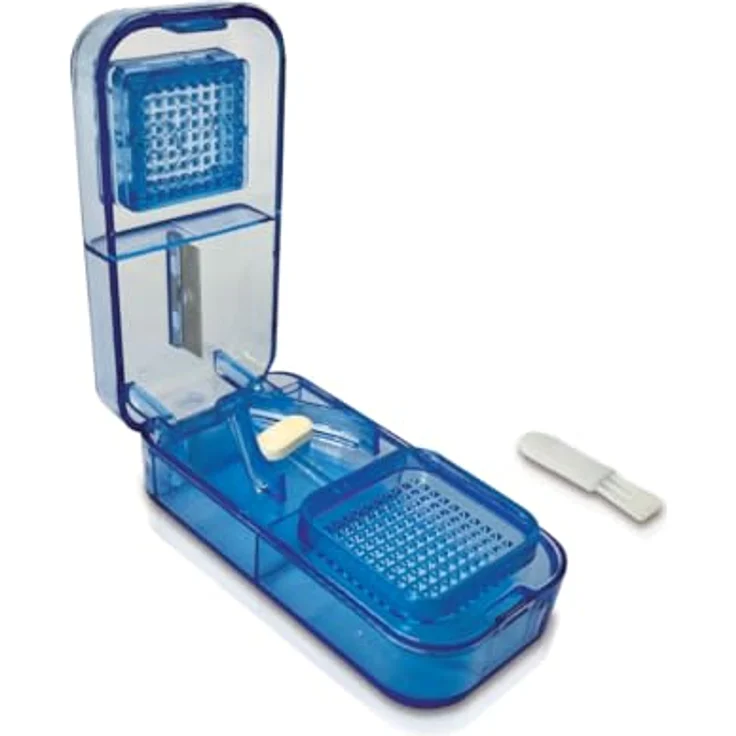 IEA Medical Tablettenzerteiler, flexibler Pillendrücker mit sicherem Schneidesystem für präzises Teilen von Tabletten, kompakt und handlich – Bild 1