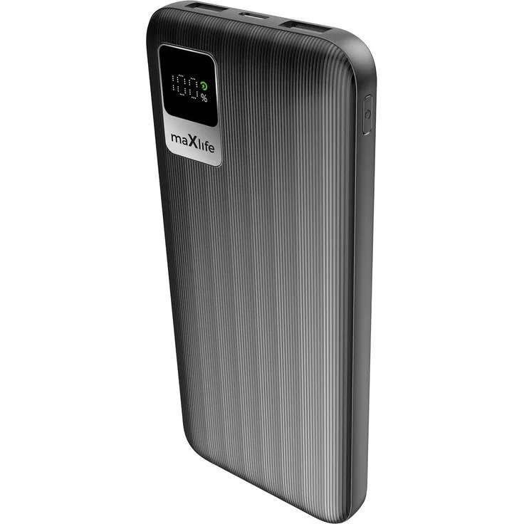 MaxLife Powerbank MXPB-07, 10.000 mAh, zwei USB-Ausgänge, LCD-Display, schwarz