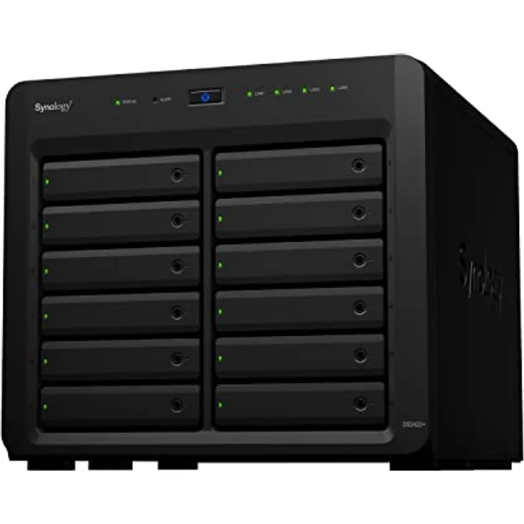 Synology DiskStation DS2422+, NAS Tower mit AMD Ryzen V1500B, 12 Schächte, 4 GB DDR4, 0 TB, DiskStation Manager, schwarz