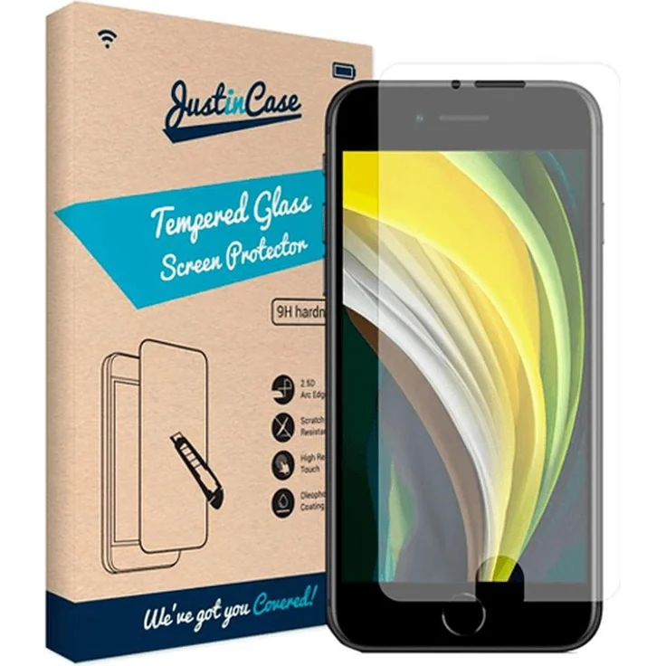 Just in Case Gehärtetes Glas Displayschutzfolie, Transparent für Apple iPhone SE 2020/2022 (3. und 2. Generation) - Smarte Kratz- und Schmutzschutzlösung für den Touchscreen