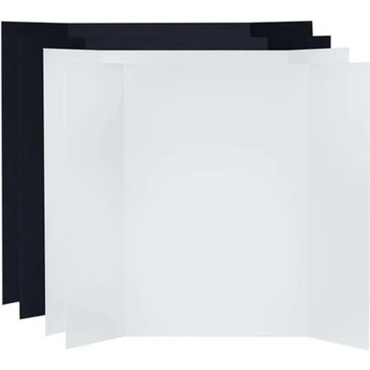V-Flat World Tabletop V-Flats L, 3' x 4' Set mit 2 weißen und 2 schwarzen Schaumstoffplatten für Stillleben-Fotografie