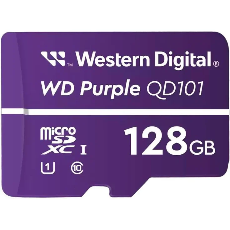 WD Purple SC QD101, 128 GB microSDXC Speicherkarte, UHS Speed Klasse 1, violett, optimiert für Überwachungssysteme