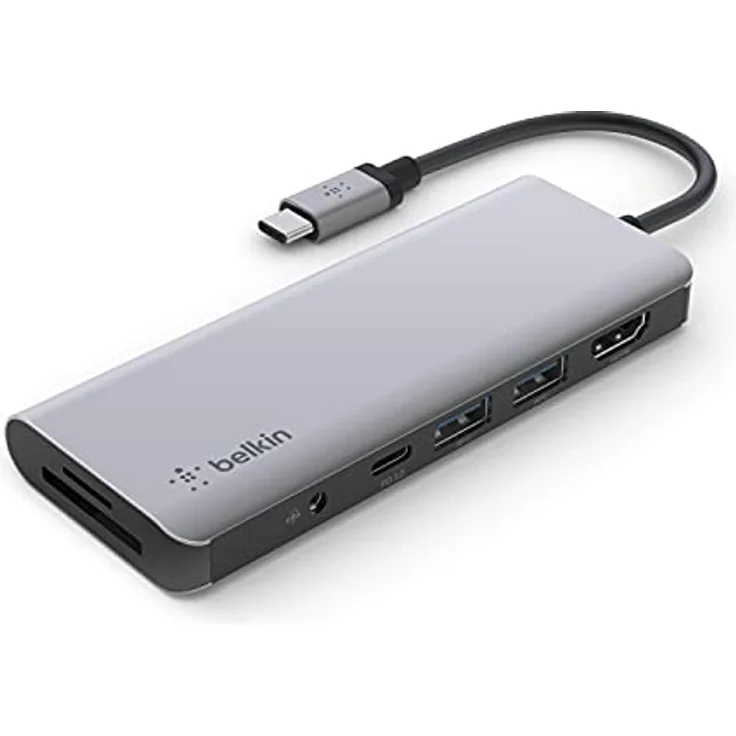 Belkin 7-in-1-Multiport-USB-C-Hub (mit 4K HDMI, USB-C, 2x USB-A, 3,5-mm- Audioklinke, SD 3.0- und microSD 3.0-Steckplatz für Geräte wie MacBook Pro, MacBook Air, iPad Pro und XPS) – Bild 1
