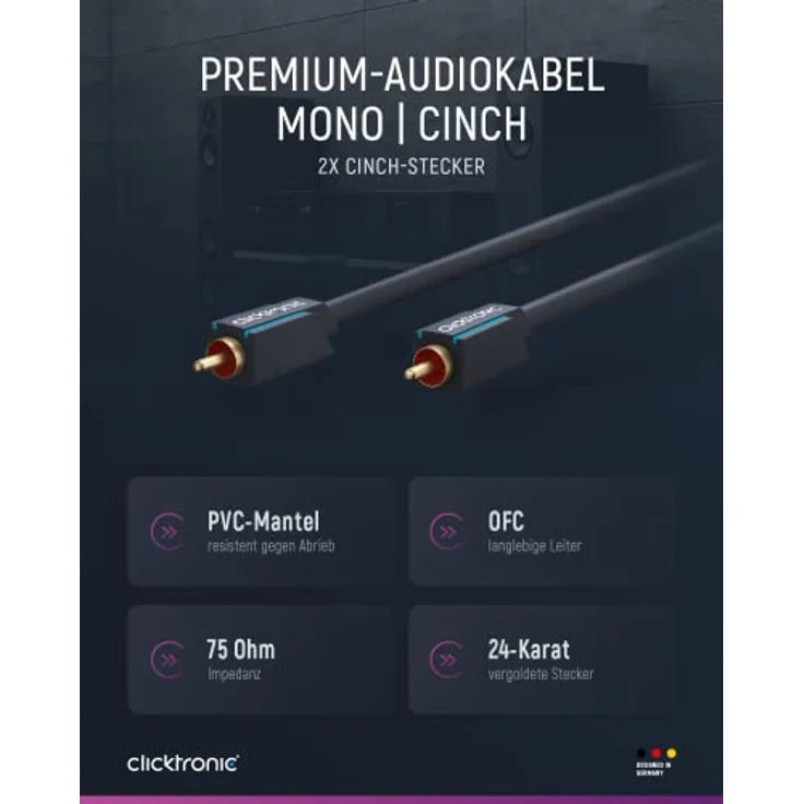 Clicktronic Casual Cinch Videokabel Cinch-Stecker / Cinch-Stecker, 1m RAL – Bild 2