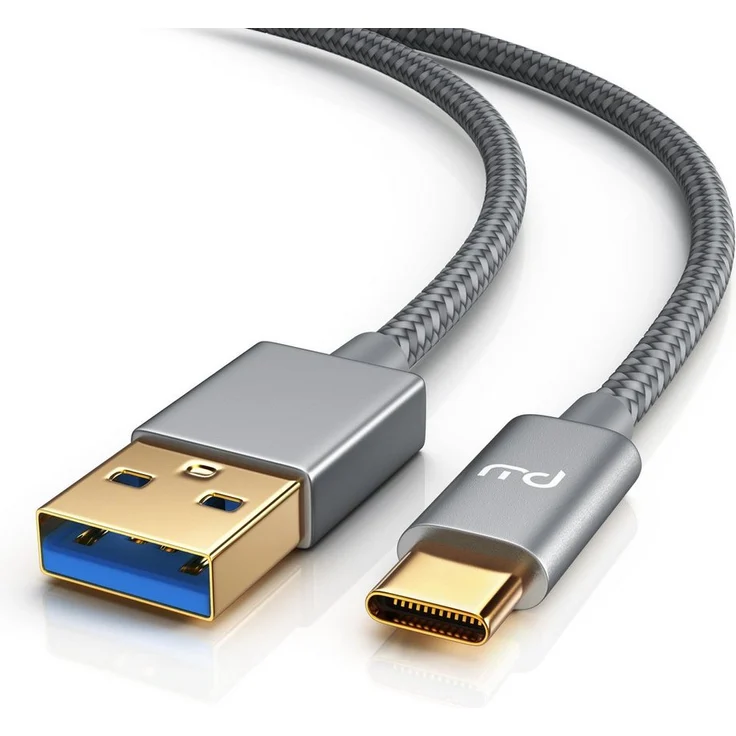 Primewire USB-Kabel 3.1, USB-C zu USB 3.0 Typ A, 200 cm, Ladekabel mit Nylonmantel, bidirektional, Geschirmt, hohe Langlebigkeit, 5 Gbit/s, Quick Charge-kompatibel