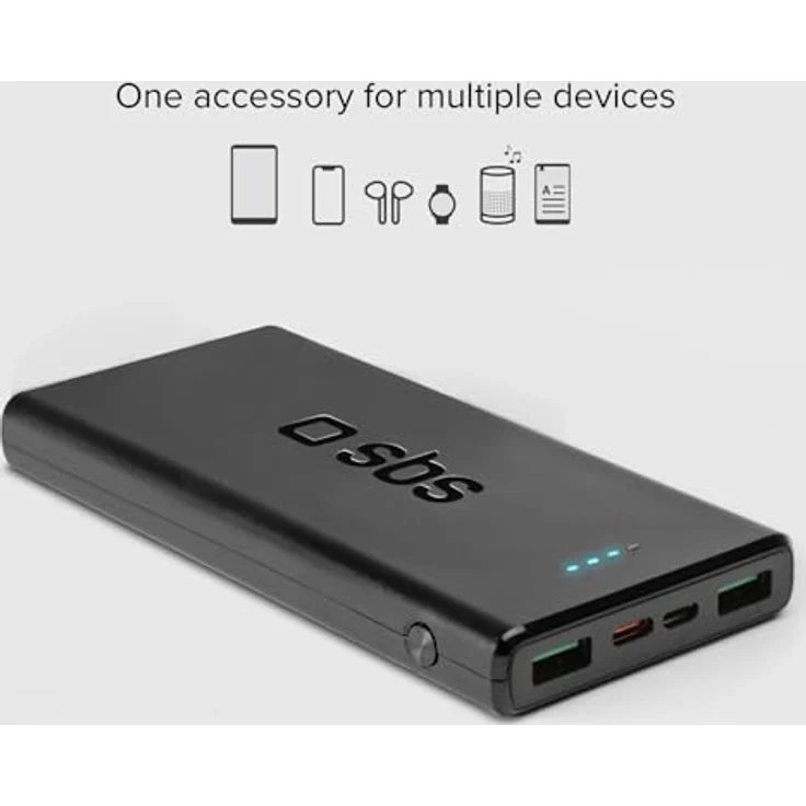 SBS PowerBank 10K Fast, 10.000 mAh Power Delivery, 22,5 W Schnellladung, USB-C und USB-A, kompakt und tragbar mit Status-LED – Bild 3