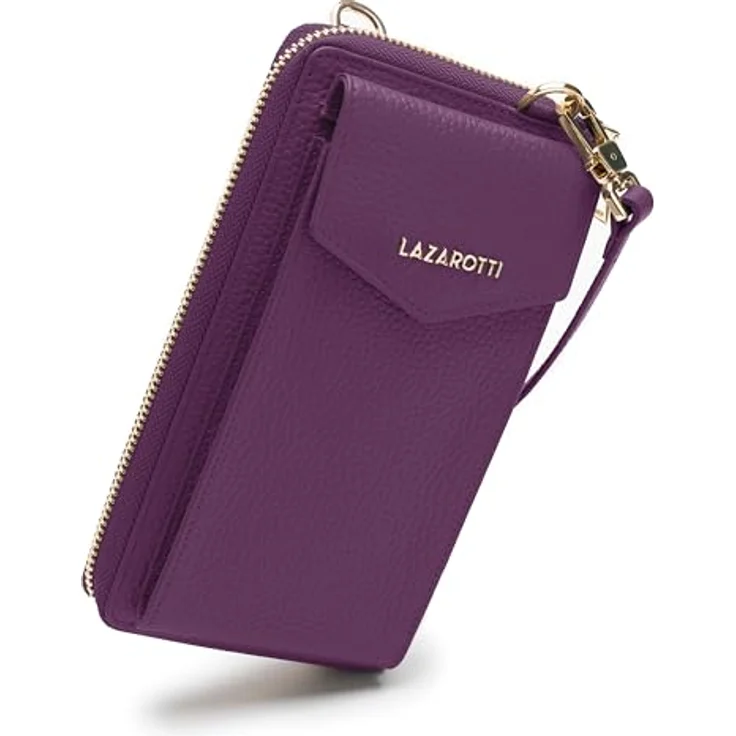 Lazarotti Bologna Leather Handytasche, 100% Leder, 11 cm x 3.5 cm x 19 cm, lila – Bild 4