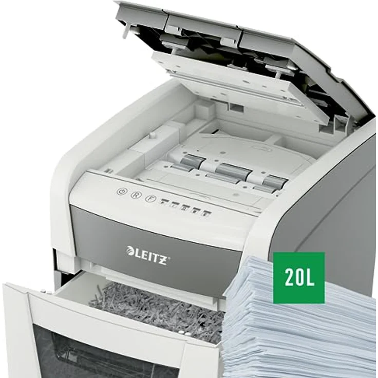 Leitz IQ Autofeed Small Office Partikelschnitt Aktenvernichter P4, Automatisch, 50 Blatt, 20 Liter Abfallbehälter, Weiß, 80350000 – Bild 4