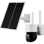 LUVISION 4G LTE Überwachungskamera Akku Solar SIM Karte, 2MP HD Kamera Überwachung mit 2 Objektiven Solarpanel, Farbige Nachtsicht, Bewegungserkennung, 2-Wege-Audio, 12 x optischer Zoom, Sirene