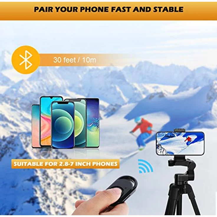 GRIFEMA GB1001 Handy Stativ, Aluminium, Höhenverstellbar bis 140 cm, mit 360° Panoramakopf und Bluetooth-Fernbedienung – Bild 5