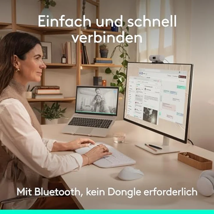 LOGITECH Signature Comfort Plus MK880, kabelloses Maus- und Tastaturset mit ergonomischer Handballenauflage, Off White – Bild 8
