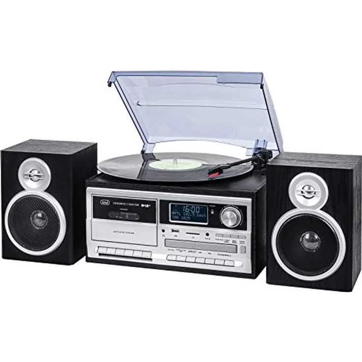 Trevi TT 1072 DAB Vinyl-Plattenspieler, Kabelloser CD- und MP3-Player, 25W, DAB/DAB+ FM Digitalradio, Bassreflex-Lautsprecher, Schwarz – Bild 1