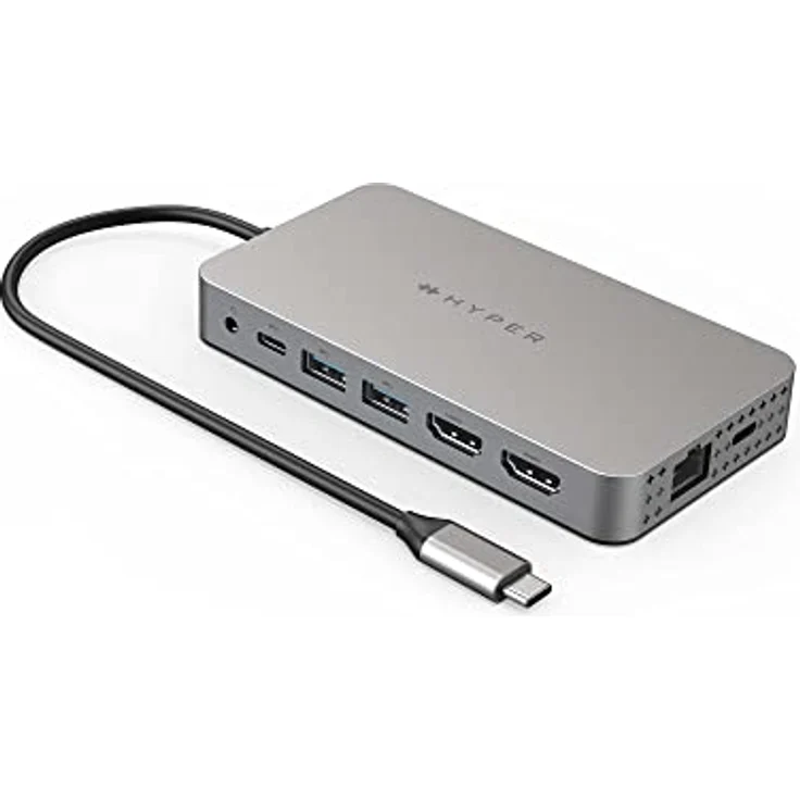 Hyper Drive 4K Dual HDMI USB C Hub M1 MacBook 10in1: Dual 4K HDMI, Gigabit Ethernet, USB-A, USB-C, USB-C 100W Power Delivery, MicroSD/SD, Windows PC, Chromebook – Bild 1