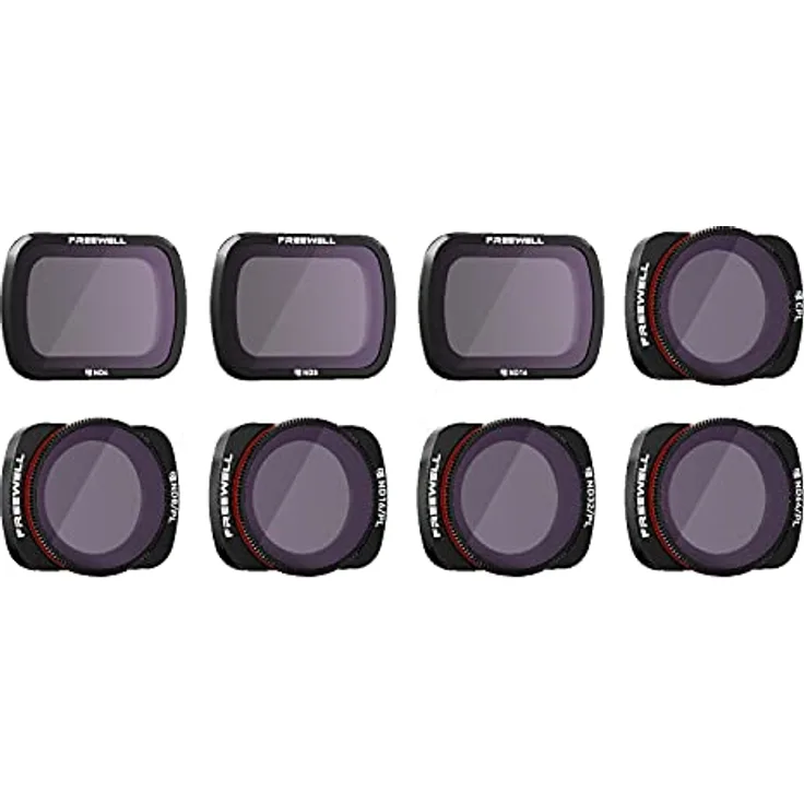 Freewell All Day - 4K-Serie - 8-Pack ND4, ND8, ND16, CPL, ND8/PL, ND16/PL, ND32/PL, ND64/PL Camera Lens Filters Kompatibel mit Osmo Pocket, Pocket 2