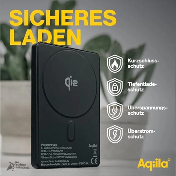 Aqiila Powerbank Powerbird QB5, 20 W Akku-Recharger mit 5000 mAh, Schwarz – Bild 6