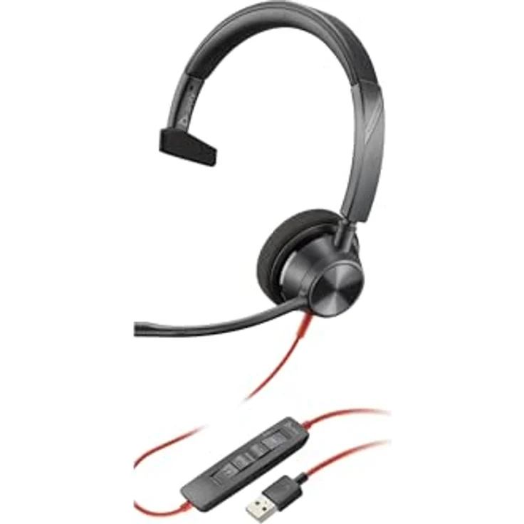 Poly Blackwire 3310-M, Microsoft Teams zertifiziertes USB-C-Headset, Mono, kabelgebunden, 32 Ohm, 20 Hz - 20 kHz, On-Ear, 2,2 m Kabel – Bild 4