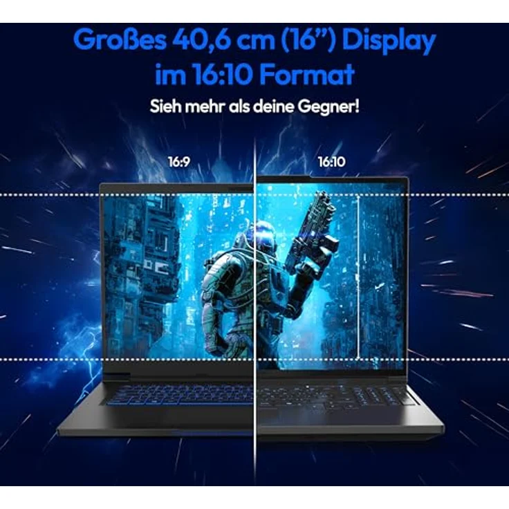 ERAZER Major 16 X1 Gaming Laptop, 40,6 cm (16") QHD+ 300Hz, Core Ultra 7 255HX, Geforce RTX 5070 Ti 12GB, 32GB DDR5 RAM, 2TB PCIe SSD, RGB Backlit Keyboard, Windows 11 Home – Bild 4
