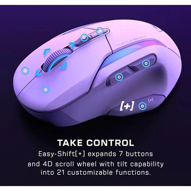 Turtle Beach Kone II Air Kabellose RGB-Gaming-Maus, 350-Stunden-Akku, 26K DPI Sensor, 21 programmierbare Funktionen, Weiß – Bild 2