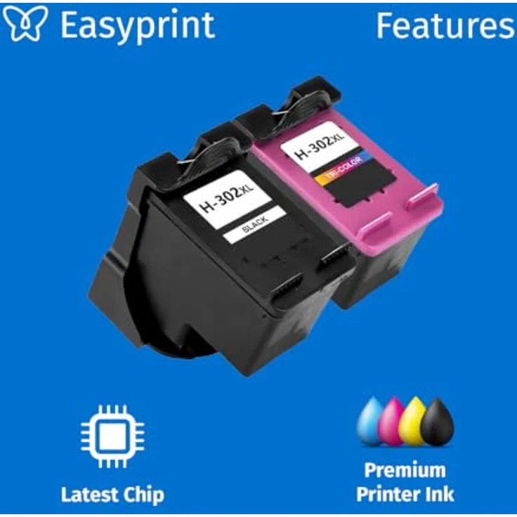 Easyprint Tintenpatrone 302XL, 3-tlg Set in Schwarz, Cyan, Magenta und Gelb, kompatibel mit HP Druckern – Bild 4