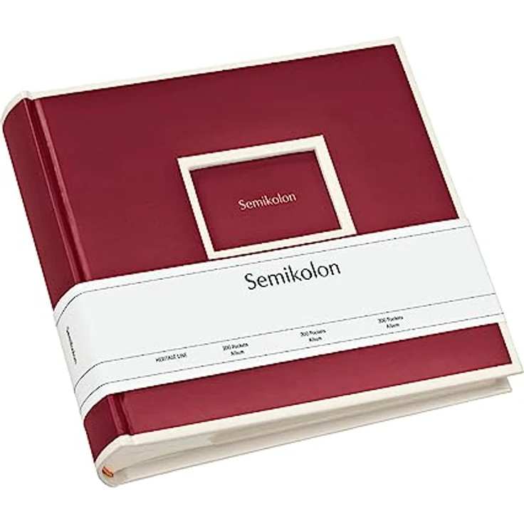 Semikolon 351134 200 Pockets Album – 23 x 22,3 cm – 100 Seiten cremefarben, für 200x 10x15 Fotos – burgundy dunkel-rot – Bild 1