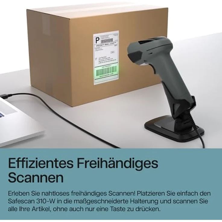 Safescan Barcode Scanner 310-W, Wireless Barcode-Scanner mit Standfuß – Bild 2