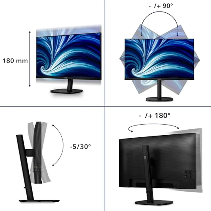 Philips 32B2N3500, 31,5 Zoll WQHD Monitor mit 100Hz, IPS Panel, 4ms GtG, Höhenverstellung, Lautsprechern und Adaptive Sync, Schwarz – Bild 5