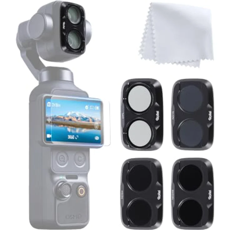 Rollei Filter-Set Pro-CPL, ND16, ND64, ND256 für DJI Osmo Pocket 4P, optimierte Passform, leicht, 3 ND-Filter für Belichtungskontrolle – Bild 1