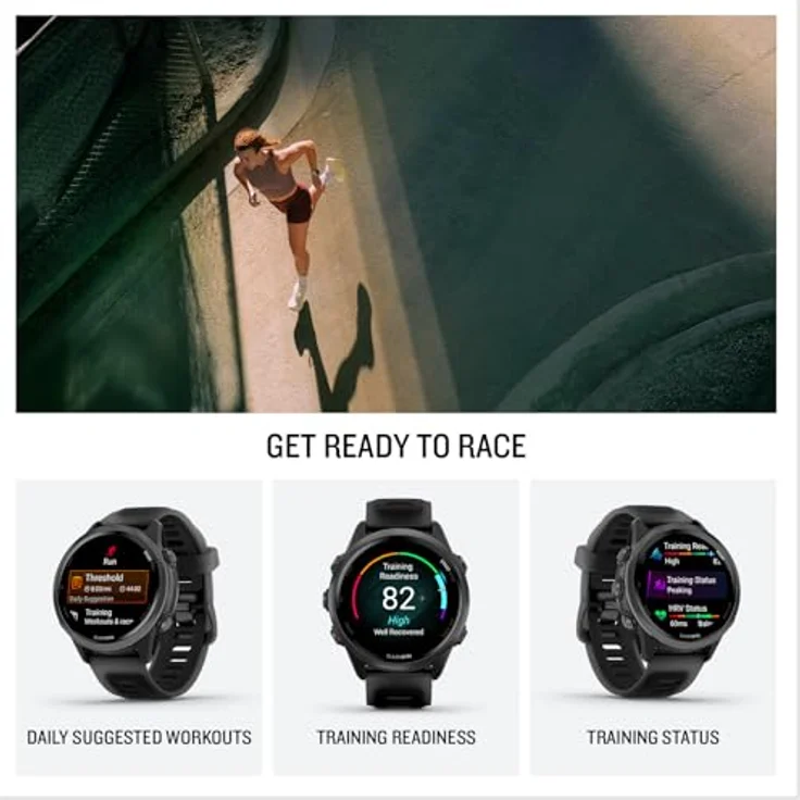 Garmin Forerunner 570, 42 mm GPS-Lauf- und Triathlon-Smartwatch, AMOLED-Display, schiefergraues Aluminium mit durchscheinendem schwarz/schwarzem – Bild 4