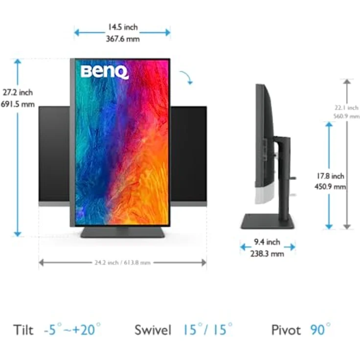 BenQ PD2706U, 27" 4K UHD Designer-Monitor mit 95% DCI-P3, USB-C und KVM-Switch – Bild 3
