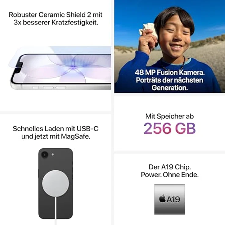 Apple iPhone 17e 512 GB Weiß, Dual SIM, 6,1" Super Retina XDR, A19 Chip, 48 MP Kamera, iOS 26, IP68 – Bild 5