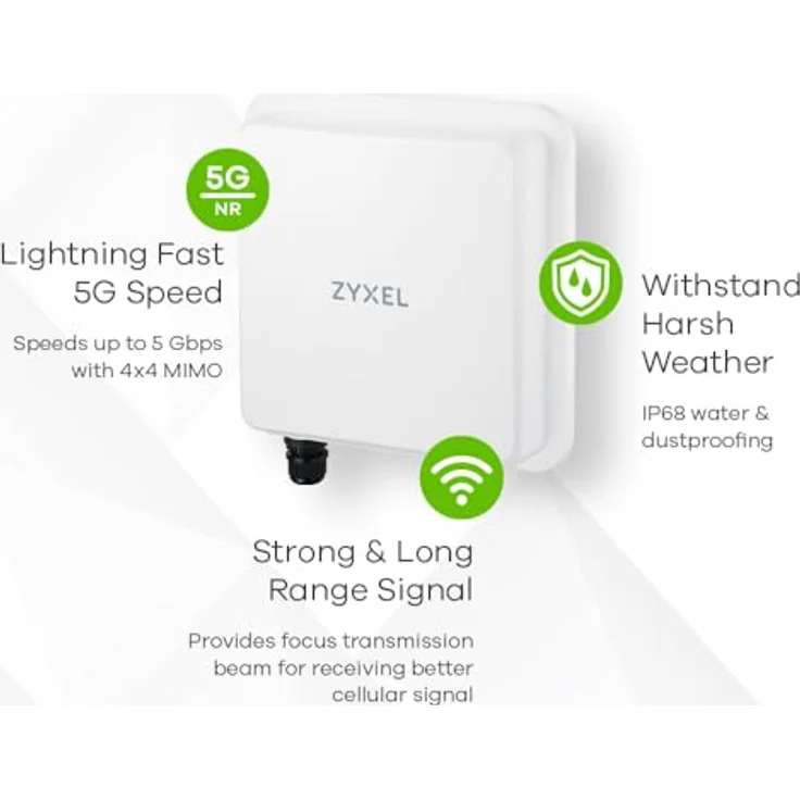 ZYXEL Nebula FWA710 5G Outdoor-Router mit PoE | 4,67 Gbit/s Datenrate | Nebula Cloud-Management | 9 dBi Langstrecken-Richtantennen | Schutzart IP68, schwarz – Bild 3