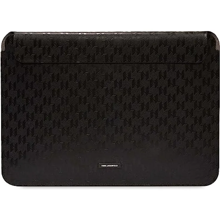 Karl Lagerfeld Sleeve KLCS14SAKCPMK, 14" Laptop-Tasche aus ökologischem Leder in Schwarz Saffiano, Karl&Choupette