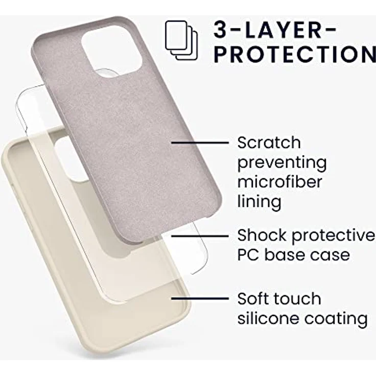 kwmobile Handyhülle für iPhone 13 Pro Max, Silikon Case in Creme, flexibel, rutschfest, kabelloses Laden – Bild 2