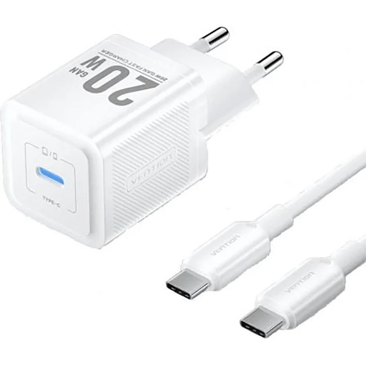 Vention GaN Wall Charger TZ-FEPW0-EU-01, 20W mit 1x USB Type-C und USB Type-C Kabel