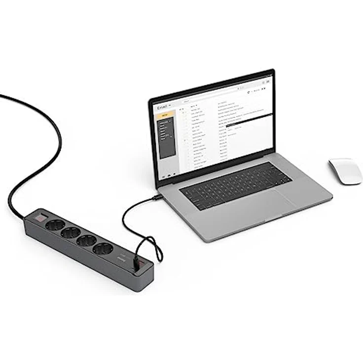 Hama Steckdosenleiste 4-fach USB-C/A 65W PD mit Schalter, 1,4 m, Schwarz/Grau – Bild 11