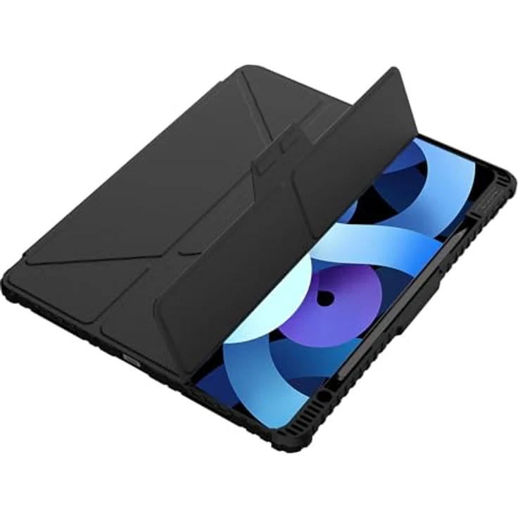 Nillkin Bumper Pro Schutzhülle aus PU-Leder für Apple iPad Air 13 2024/Pro 12.9, stoßfeste Abdeckung mit Multi-Winkel-Klappstil und Rückkamera-Schiebeabdeckung, Schwarz – Bild 5